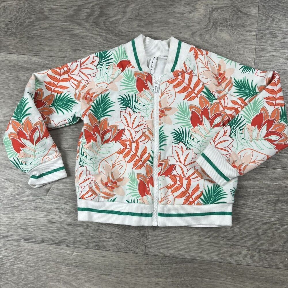Janie & Jack Girls White Jacket With Tropical Floral Print Child Size 2T…